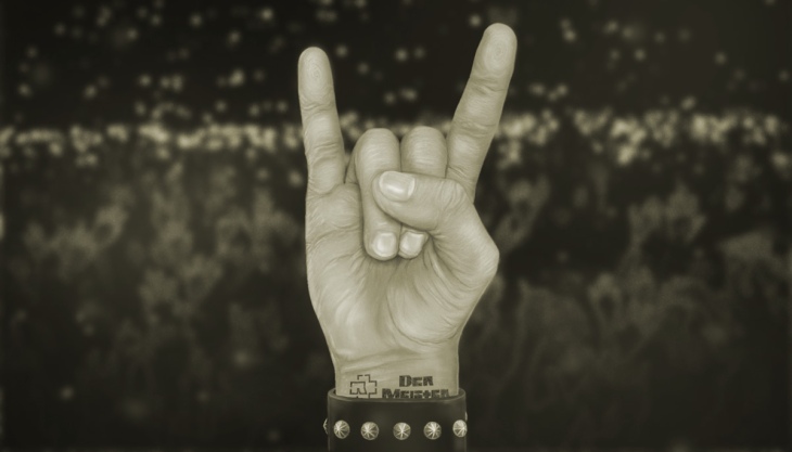 rock n roll, mão, sinal do metal